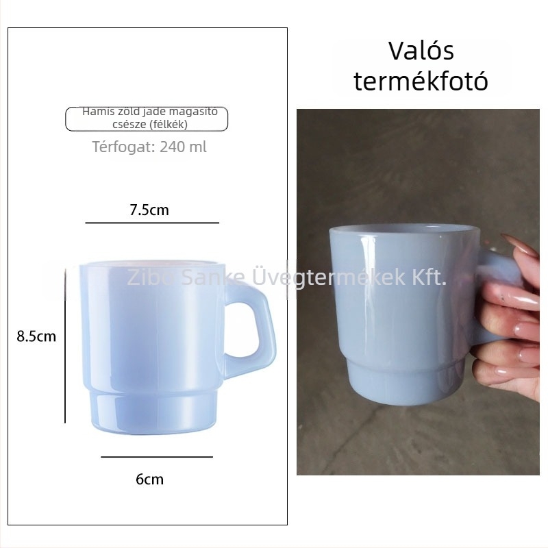 Koreai stílusú hőálló üvegpohár fogantyúval, kézzel készített hengeres forma, 300 g