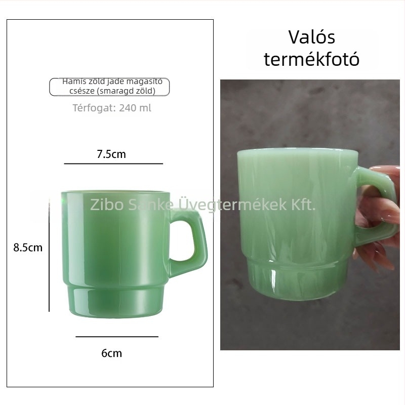 Koreai stílusú hőálló üvegpohár fogantyúval, kézzel készített hengeres forma, 300 g