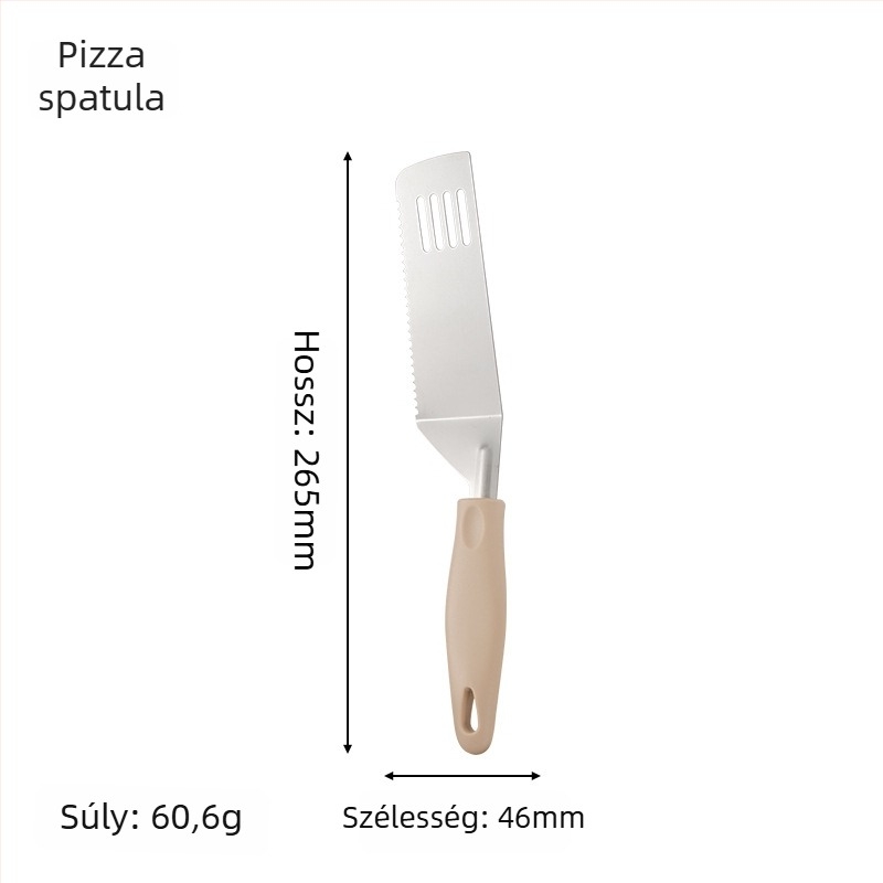 Rozsdamentes acél teppanyaki spatula műanyag nyéllel; csúszásmentes, hőálló, égési védelem
