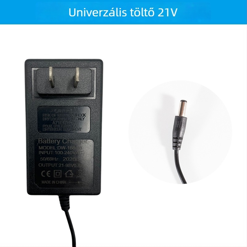 Worx-stílusú univerzális 21V Li-ion akkumulátor vezeték nélküli szerszámokhoz (elektromos kulcs, ütőkulcs és szögcsiszoló) töltővel