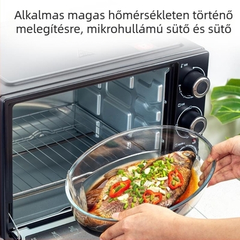 Üvegből készült halas tál gőzöléshez, átlátszó ovális forma, hőálló, logónyomás és testreszabás elérhető, mikrohullámú sütőben nem használható