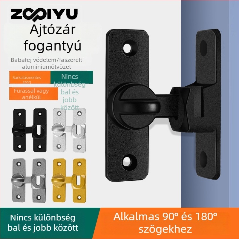 Ajtózár alumíniumötvözetből, típus A retesz, elektroplattált felület, modern minimalista dizájn