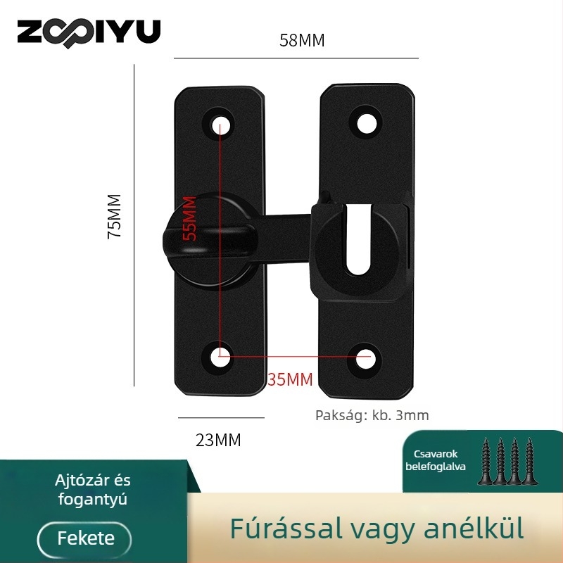 Ajtózár alumíniumötvözetből, típus A retesz, elektroplattált felület, modern minimalista dizájn