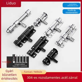 F-típusú retesz ajtózár, 304 rozsdamentes acélból, brushed felület, stílus Style latch, bal-jobb szerelhető fa ajtókhoz