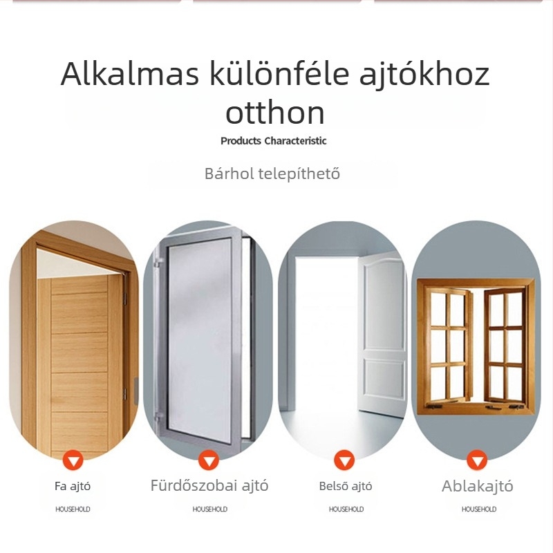 F-típusú retesz ajtózár, 304 rozsdamentes acélból, brushed felület, stílus Style latch, bal-jobb szerelhető fa ajtókhoz