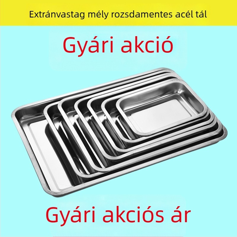 Hosszúkás rozsdamentes acél tálca rizs párolásához, hal grillézéséhez, barbecue-hoz és sült húsokhoz — 400-as sorozat; zománcozott felület; mikrohullámú sütőben használható