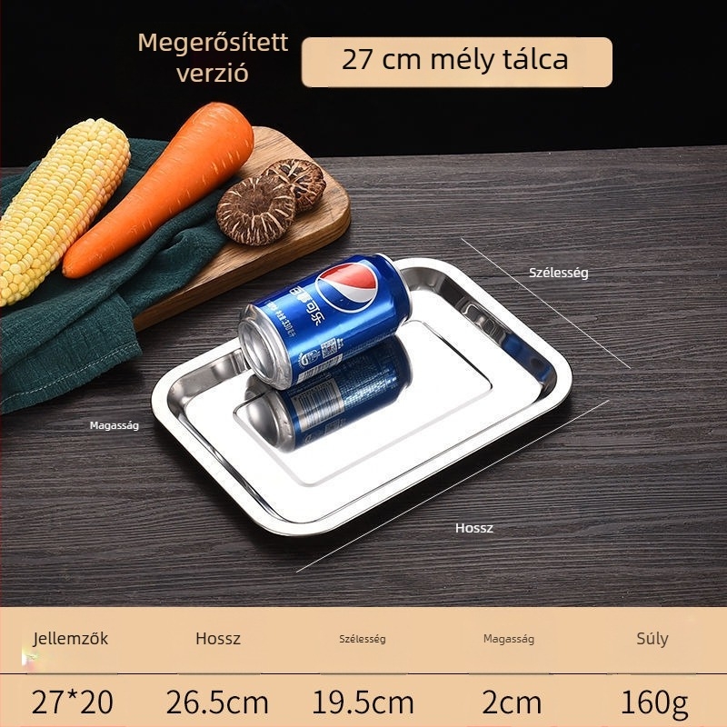 Hosszúkás rozsdamentes acél tálca rizs párolásához, hal grillézéséhez, barbecue-hoz és sült húsokhoz — 400-as sorozat; zománcozott felület; mikrohullámú sütőben használható
