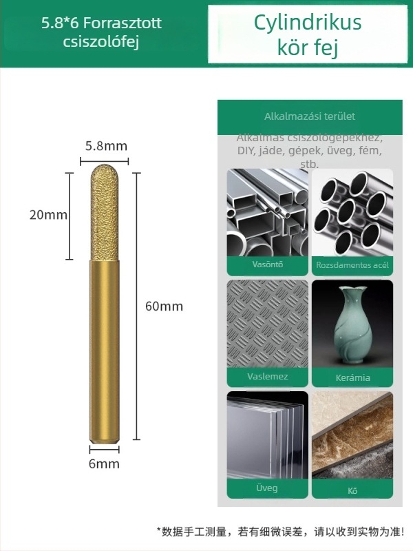 Diamant csiszolófej, emery csiszolófej, egyenes csiszolófej, alkalmas kőre, márványra és csempére