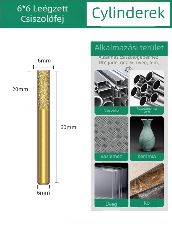 Diamant csiszolófej, emery csiszolófej, egyenes csiszolófej, alkalmas kőre, márványra és csempére