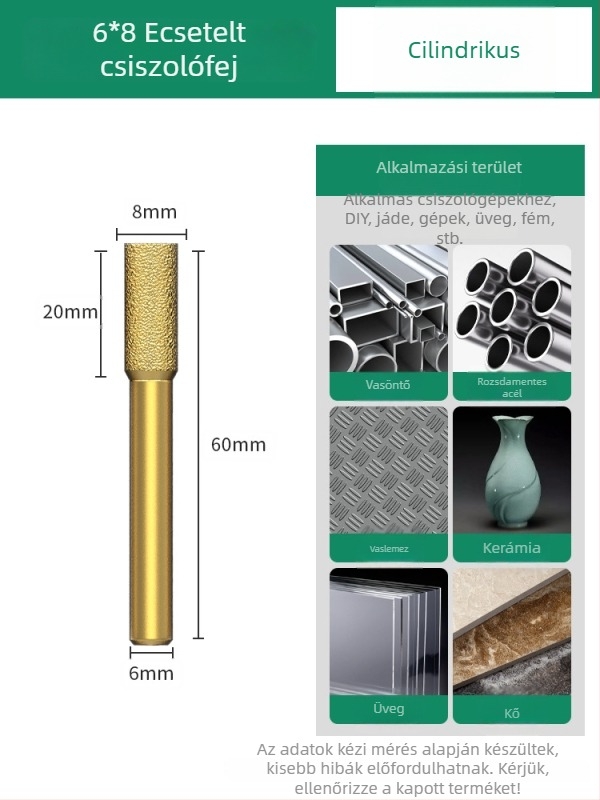 Diamant csiszolófej, emery csiszolófej, egyenes csiszolófej, alkalmas kőre, márványra és csempére