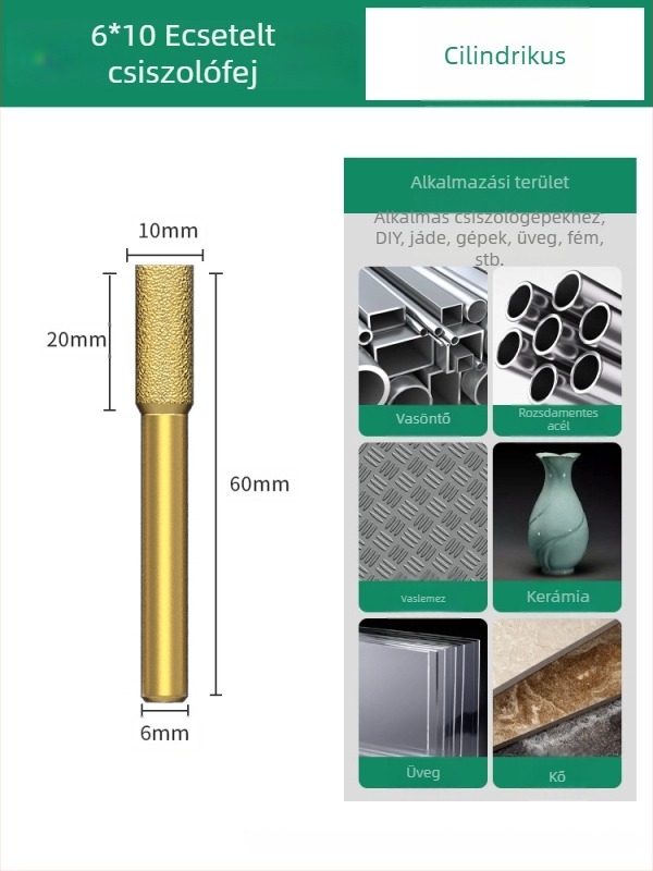 Diamant csiszolófej, emery csiszolófej, egyenes csiszolófej, alkalmas kőre, márványra és csempére