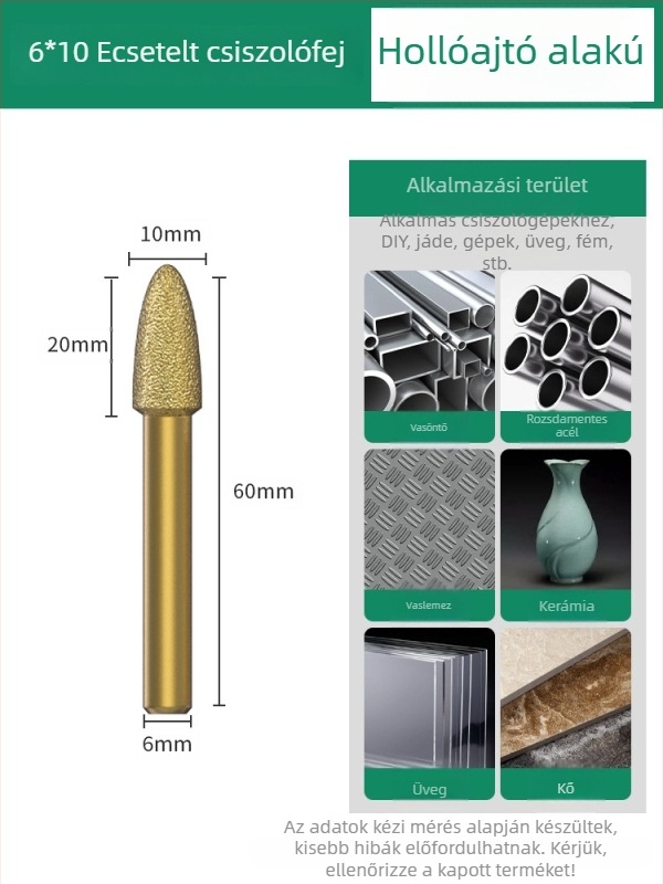 Diamant csiszolófej, emery csiszolófej, egyenes csiszolófej, alkalmas kőre, márványra és csempére