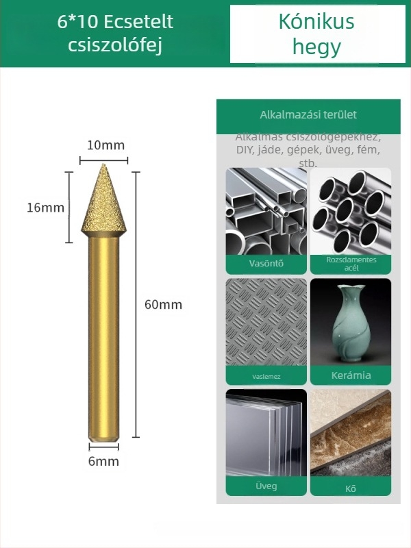 Diamant csiszolófej, emery csiszolófej, egyenes csiszolófej, alkalmas kőre, márványra és csempére