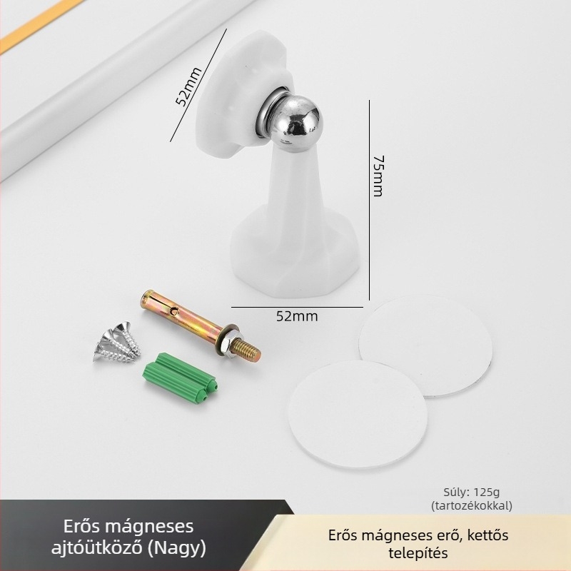 Erős mágneses, csendes ajtóstopper fúrás nélkül, felső szereléshez, hálószoba faajtóihoz és fürdőszoba üvegajtókhoz
