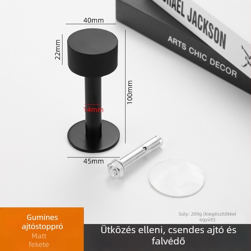 Új rozsdamentes acélból készült antiütköző ajtó stopper, fúrás nélkül, csendes falra szerelhető, felső ajtó stopper szobák, fürdőszobák és üvegajtókhoz, gumírozott végződés