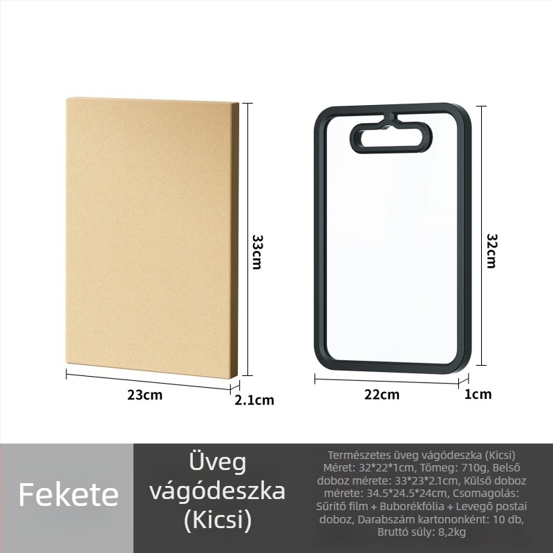 Edzett üveg vágódeszka, kétoldalas, csúszásmentes, antibakteriális, gyümölcsökhöz és zöldségekhez