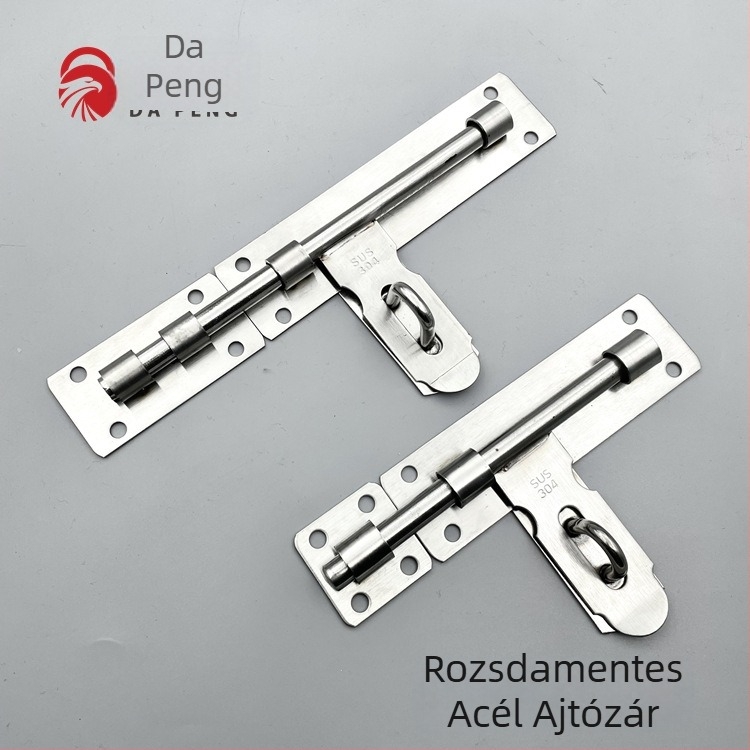 F típusú ajtózár, rozsdamentes acél, felületkezelésű lemezhez rögzített zár, lakattal kompatibilis, modell bxgbs, Dapeng márka, stílus egyszerű