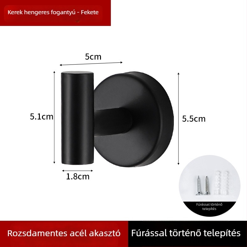 Falra szerelt rozsdamentes acél kabátakasztó, egyetlen kampó, fürdőszoba és előszoba, stílus Light Luxury, súly 0.1 kg, felületkezelés: csiszolt felület és lakkozás