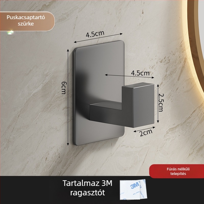 Falra szerelt rozsdamentes acél kabátakasztó, egyetlen kampó, fürdőszoba és előszoba, stílus Light Luxury, súly 0.1 kg, felületkezelés: csiszolt felület és lakkozás