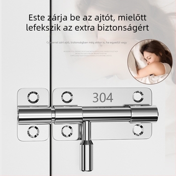 304 rozsdamentes acél ajtózár fa ajtókhoz és ablakokhoz, felületre szerelt, balra és jobbra