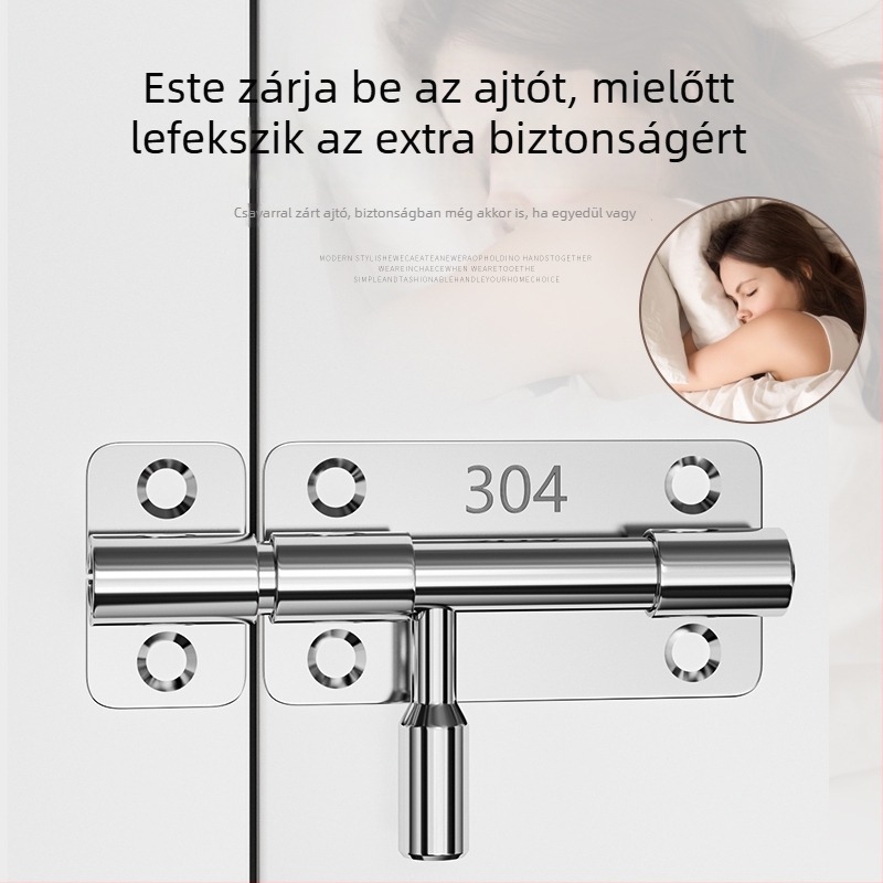 304 rozsdamentes acél ajtózár fa ajtókhoz és ablakokhoz, felületre szerelt, balra és jobbra
