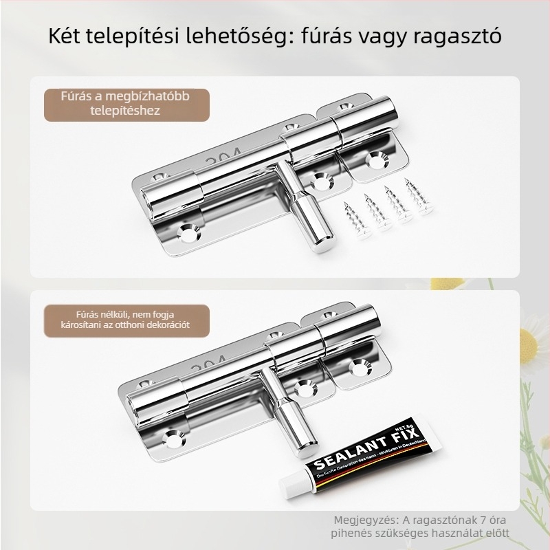 304 rozsdamentes acél ajtózár fa ajtókhoz és ablakokhoz, felületre szerelt, balra és jobbra