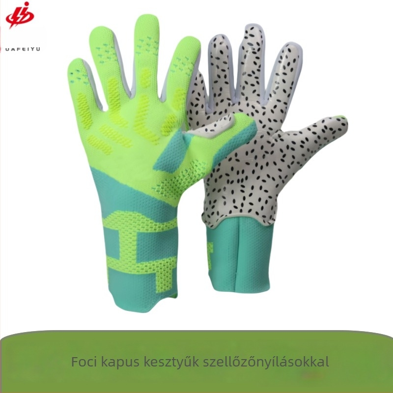 Védőkesztyű kapus - latex anyag, kötött felépítés, lélegző, testre szabható, futballhoz alkalmas