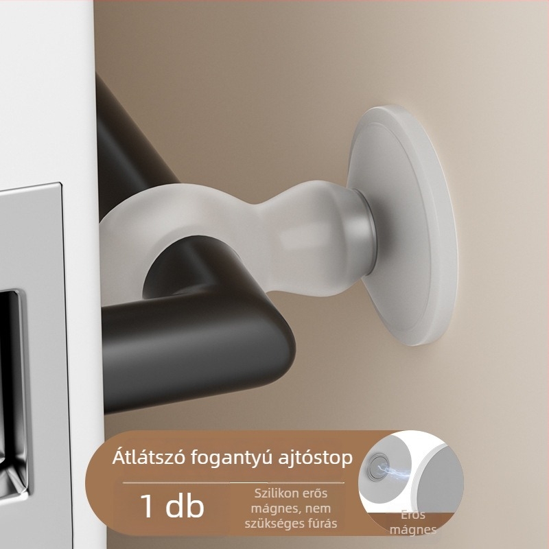 Szilikon mágneses ajtóstop, falra szerelhető, csendes ütéscsillapító párna
