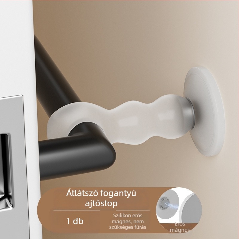 Szilikon mágneses ajtóstop, falra szerelhető, csendes ütéscsillapító párna