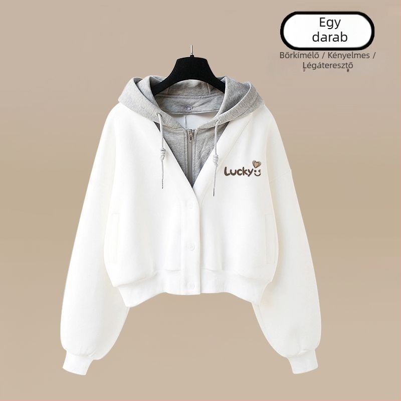 Női két részes szett kapucnis pulóverrel és egyenes/ széles szárú nadrággal; poliészter 90–95%; őszi 2024