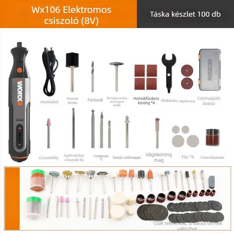 Vezeték nélküli elektromos gravírozó és polírozó csiszoló, újratölthető, 5V tápegység