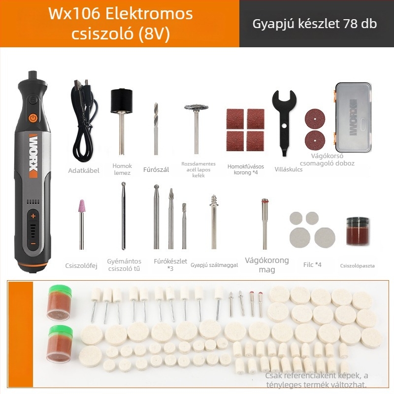 Vezeték nélküli elektromos gravírozó és polírozó csiszoló, újratölthető, 5V tápegység