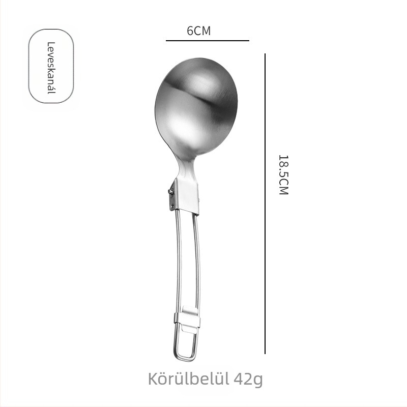 Kiskanál és spatula készlet - 304 rozsdamentes acél, összecsukható kempingezéshez, égési védelem, tartós és deformációálló, többfunkciós konyhai eszközök