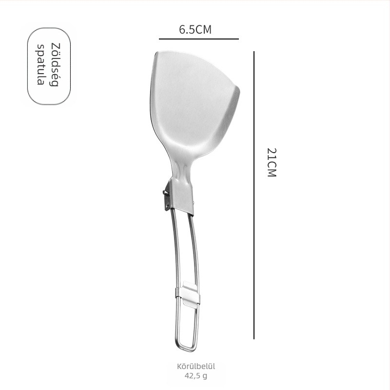 Kiskanál és spatula készlet - 304 rozsdamentes acél, összecsukható kempingezéshez, égési védelem, tartós és deformációálló, többfunkciós konyhai eszközök