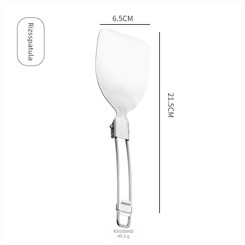 Kiskanál és spatula készlet - 304 rozsdamentes acél, összecsukható kempingezéshez, égési védelem, tartós és deformációálló, többfunkciós konyhai eszközök