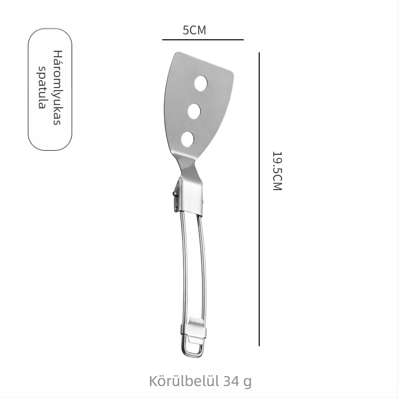 Kiskanál és spatula készlet - 304 rozsdamentes acél, összecsukható kempingezéshez, égési védelem, tartós és deformációálló, többfunkciós konyhai eszközök
