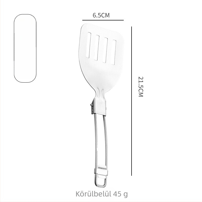 Kiskanál és spatula készlet - 304 rozsdamentes acél, összecsukható kempingezéshez, égési védelem, tartós és deformációálló, többfunkciós konyhai eszközök