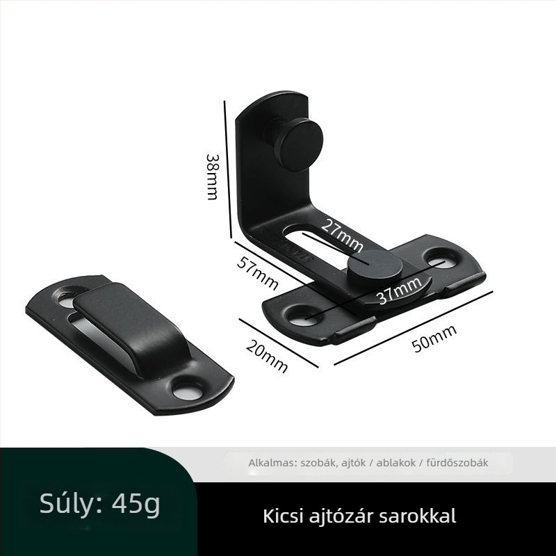 Rozsdamentes acél ajtózár, típus pin, felület polírozott és festett