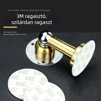 Rozsdamentes acél mágneses ajtóstop, falra szerelve, automatikus működés, modell 888, elektroplatinált felület