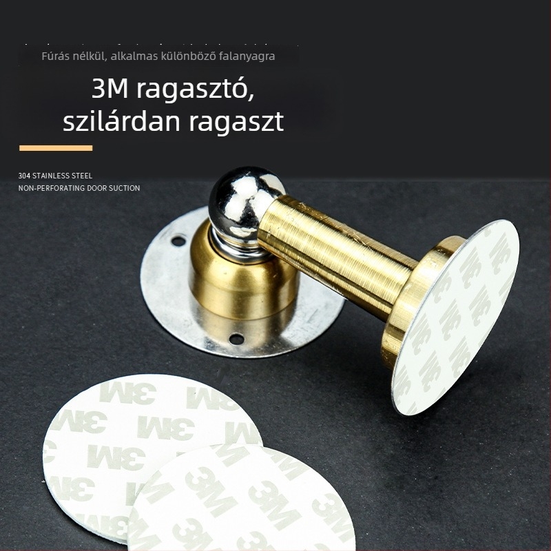 Rozsdamentes acél mágneses ajtóstop, falra szerelve, automatikus működés, modell 888, elektroplatinált felület