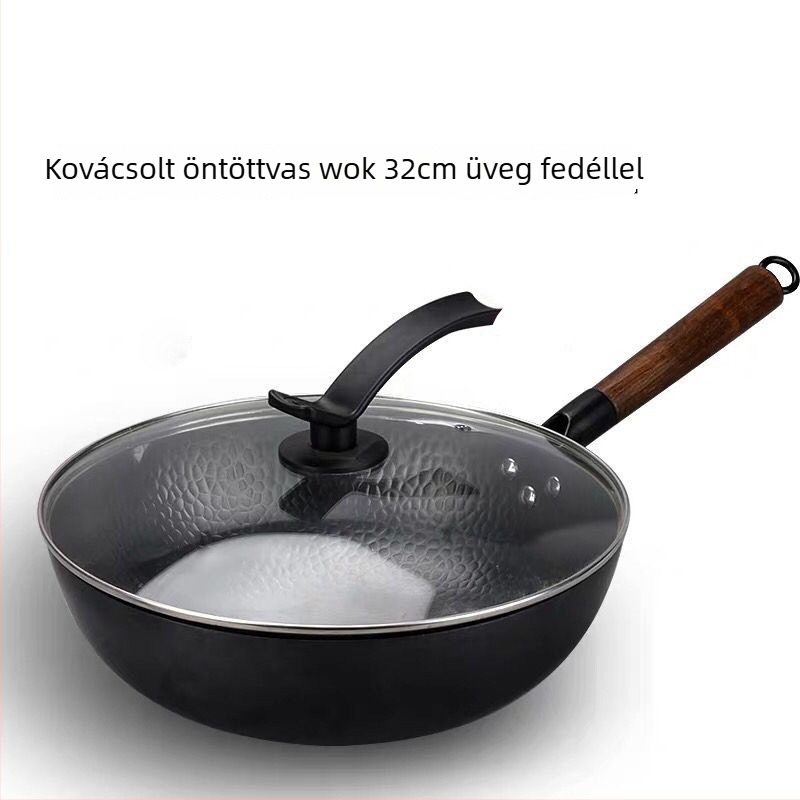 AMM-008 Kínai stílusú wok finom vasból, bevonat nélküli, 10 cm mélység, egylapos aljzat