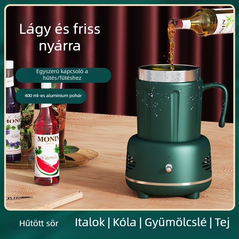 Forró és hideg italos pohár USB tápegységgel és beépített fűtéssel, belső rozsdamentes acél tartály, külső ABS test, kapacitás 1 liter alatt