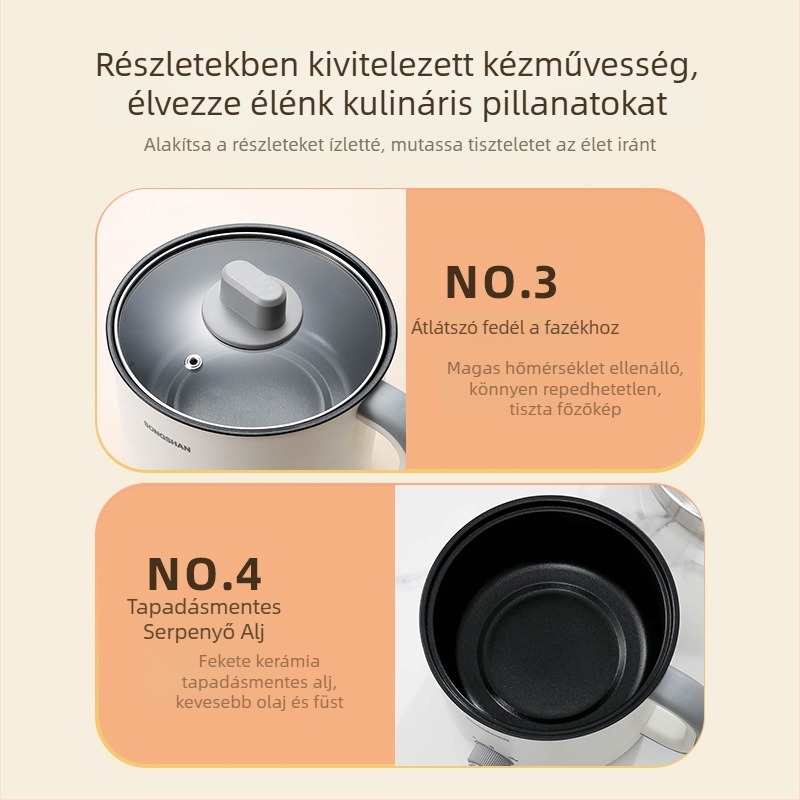 Elektromos főzőedény kettős rétegű kialakítással, belső edény nem tapadó rozsdamentes acélból, szigetelve, egyszerű tisztítás, modell 18b