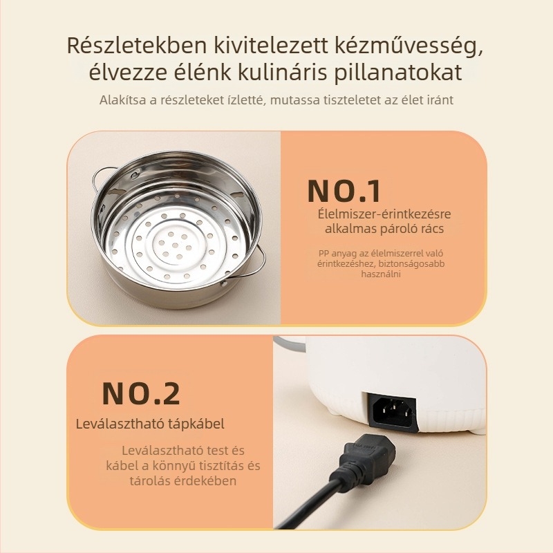 Elektromos főzőedény kettős rétegű kialakítással, belső edény nem tapadó rozsdamentes acélból, szigetelve, egyszerű tisztítás, modell 18b