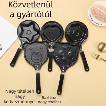 Szív alakú tojásserpenyő, mini vasból, tapadásmentes, indukciós főzőfelülethez, 1 cm mélység