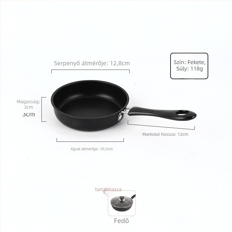 Kovácsoltvasból készült tapadásmentes serpenyő, modell 12.16.18.., egyaránt alkalmas gáz- és indukciós főzőfelületekre, üvegfedéllel