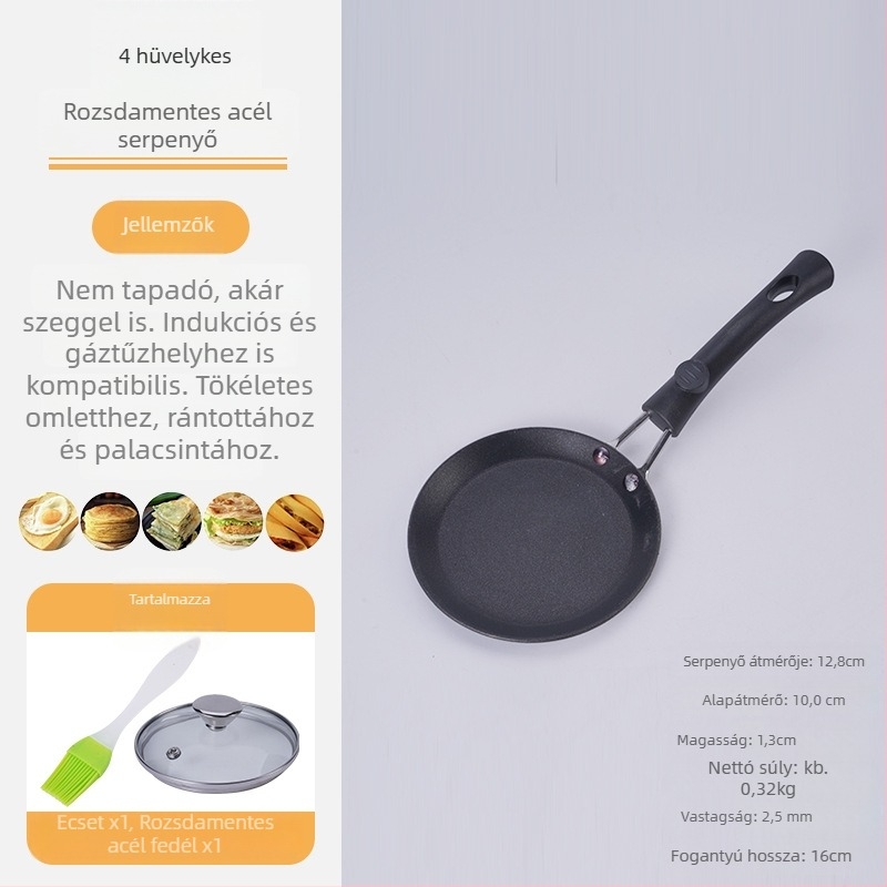 Kovácsoltvasból készült tapadásmentes serpenyő, modell 12.16.18.., egyaránt alkalmas gáz- és indukciós főzőfelületekre, üvegfedéllel