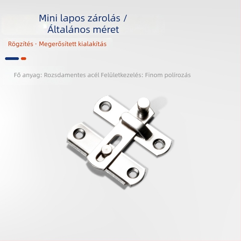 Csat típusú ajtózár – rozsdamentes acél, elektroplattolt felület, modell GL-BXGMK, márka Gangli