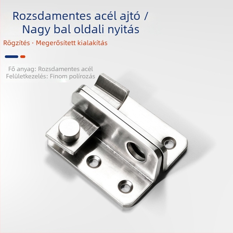 Csat típusú ajtózár – rozsdamentes acél, elektroplattolt felület, modell GL-BXGMK, márka Gangli
