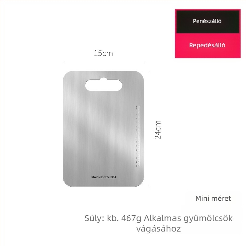 304 rozsdamentes acél konyhai vágódeszka, kétoldalas, penészmentes, multifunkcionális, otthoni és kültéri használatra
